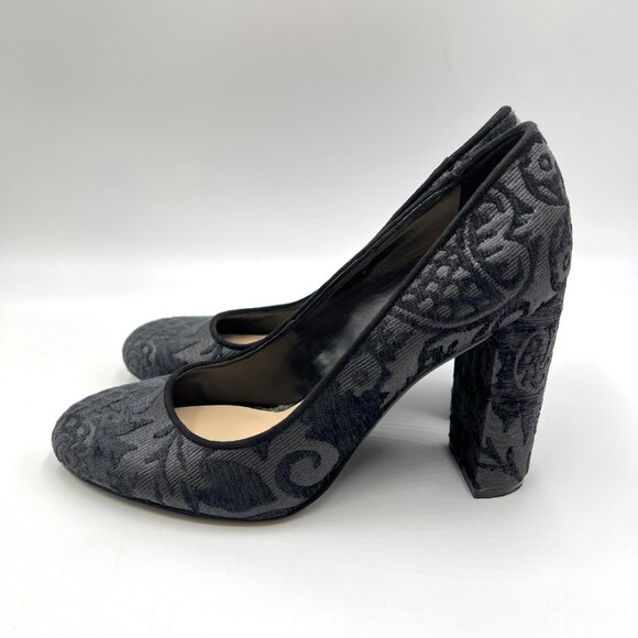 Nine West Womens Size 7.5 Black Tapestry Block Heels Pumps Shoes - Picture 7 of 13